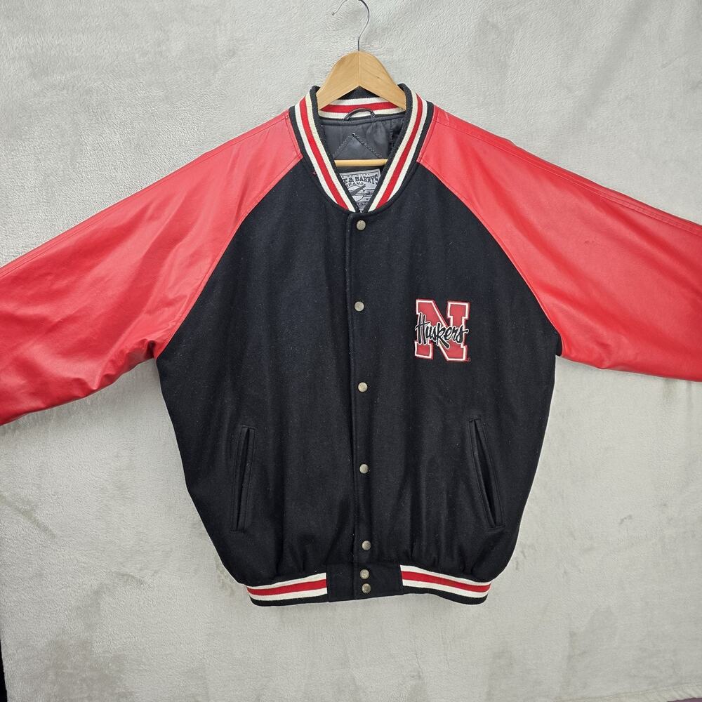 Vintage Steve & Barry’s Nebraska Huskers Coat Jacket XL Wool Faux Leather 90s - Picture 2 of 16